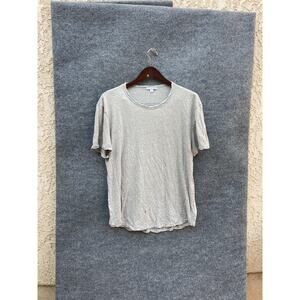 James Perse Shirt Mens Medium Gray Short Sleeve Crewneck Made USA Distressed Tee